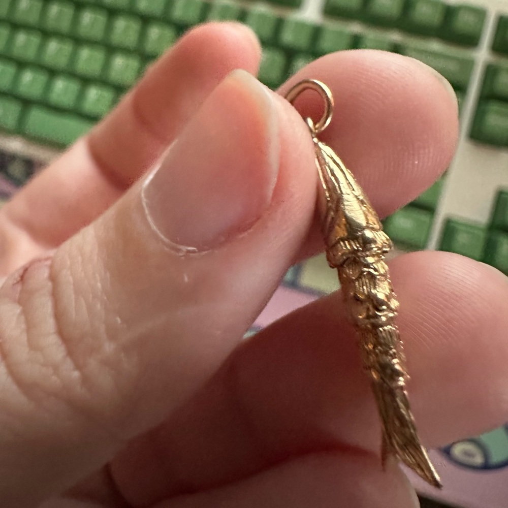 9ct 9k 375 vintage gold articulated fish charm pendant - Picture 10 of 12